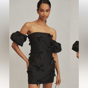 Anthropologie Hutch Off The Shoulder Bow Mini Dress